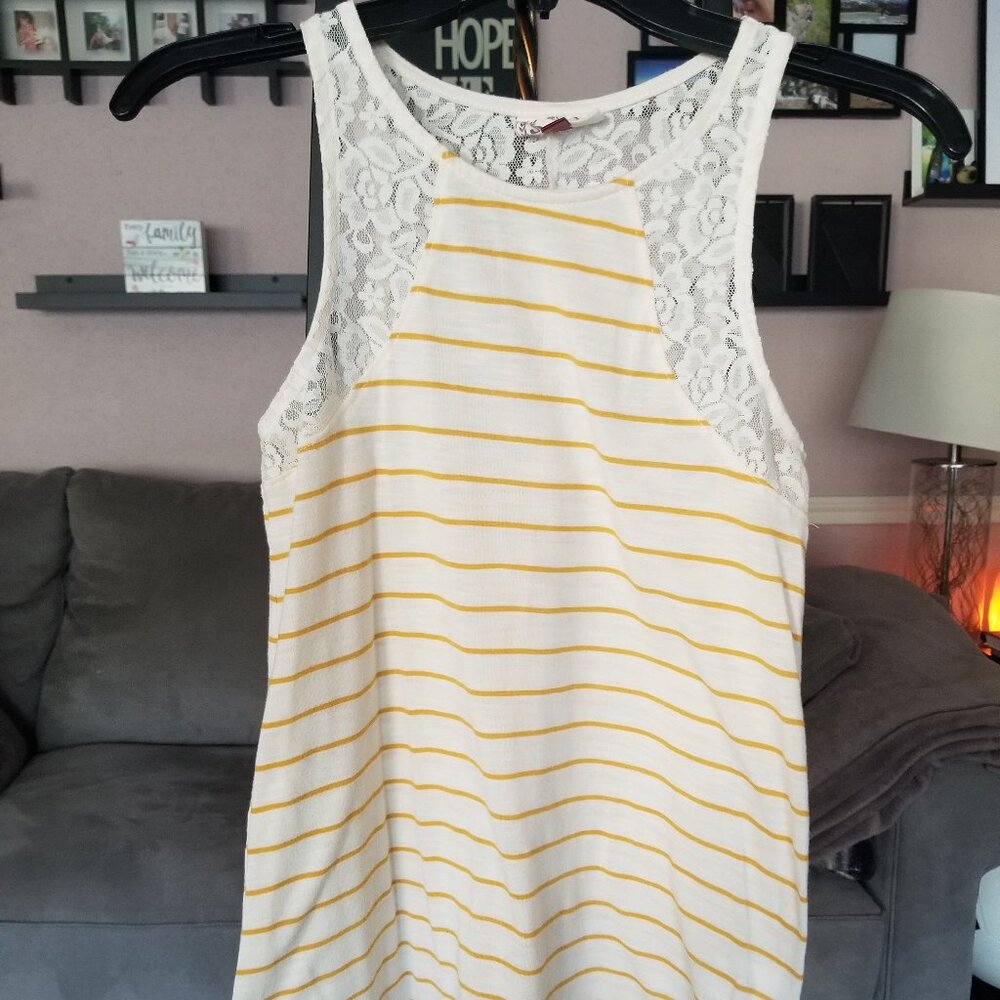SO Cream and Yellow Striped Tank Top